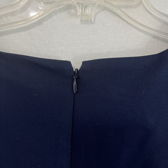 J.Crew Sheath Dress Women 12 Navy Blue Cotton Stretch V-Neck Minimalist Capsule - Picture 7 of 10